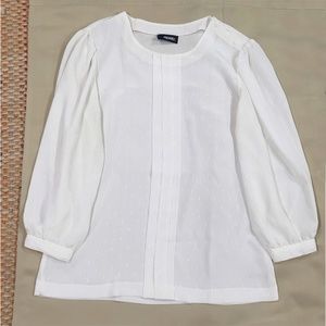 Vintage 90's Seprets Women's White 3/4 Puff Sleeve Semi Sheer Blouse Size S/M